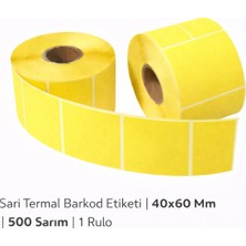 Sarı Termal Barkod Etiketi | 40X60 mm | 500 Sarım | 1 Rulo