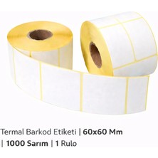 Termal Barkod Etiketi | 60X60 mm | 1000 Sarım | 5 Rulo
