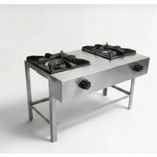 Lokanta Ocağı , 2 Gözlü , Tüplü , Paslanmaz , Krom