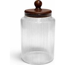 Feyza Design Çizgili Cam Kavanoz 1700 Ml, Kapaklı, Şık ve Kullanışlı Saklama Çözümü
