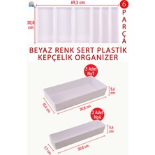 Feyza Design Beyaz Renk Sert Plastik 6'lı Organizer Seti, Çekmece Içi Düzenleyici