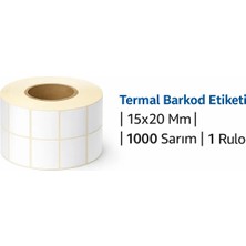 Termal Barkod Etiketi |2'li Yan Yana| 15X20 mm | 1000 Sarım | 5 Rulo