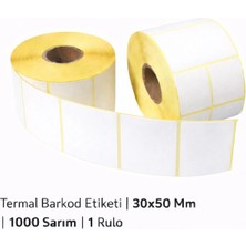Termal Barkod Etiketi | 30X50 mm | 1000 Sarım | 5 Rulo