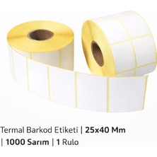 Termal Barkod Etiketi | 25X40 mm | 1000 Sarım | 1 Rulo