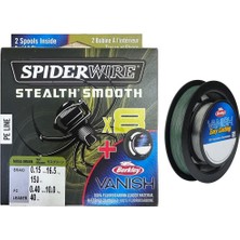 SPİDERWİRE Spiderwire 8x 0.15MM 150M Ip Misina Moss Green & 0.40MM 40M Fluorocarbon Misina