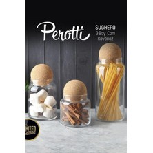 Feyza Design Cam Top Saklama Kabı Seti, Mantar Kapaklı, Pratik ve Şık Tasarım