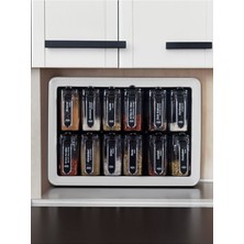 Feyza Design 12'li Baharatlık Takımı, Kapaklı ve Etiketli, Şık ve Pratik Sıkça Kullanım