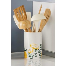 Feyza Design Seramik Limon Motifli Kaşıklık Kepçelik 16 Cm, Şık Mutfak Aksesuarı