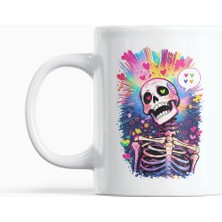 Nino Store Renkli Iskelet Tasarım Kupa Bardak – Pop Art Skull Porselen Hediye