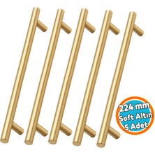 Nzb Mobilya Mutfak Dolap Çekmece Dolabı Kulbu Kulpu Kulpları 224 mm Soft Altın Metal (5 Adet)