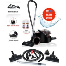 Arnica Patentli Sulu Filitreleme 2400W Turbo Başlık + Evcil Hayvan Fırçalı Tozu Suya Hapseder Hepa 13 Filtreli Sulu Süpürge