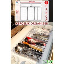 Feyza Design 6 Parça Şeffaf Modüler Plastik Organizer Seti, Kepçe ve Kaşıklıklar