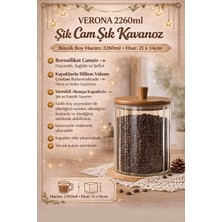 Feyza Design Akasya Cam Kavanoz 2260 Ml, Baharat, Bakliyat, Kahve Saklama Kabı