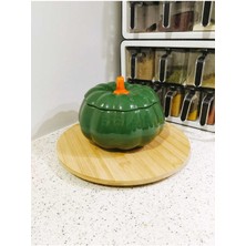 Feyza Design Yeşil Bal Kabağı Dekoratif Büyük Boy Kavanoz Şekerlik Sunumluk