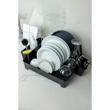 Feyza Design Kiev Siyah Bez Askılı Ayrılabilir Kaşıklıklı Bulaşıklık