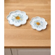 Zucci Home 2'li Akdeniz Esintisi Dekoratif Papatya Sunum Tepsisi | Daisy  | Şık Servis Tepsisi - 36X36/28X28 cm