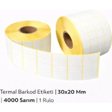 Termal Barkod Etiketi |4'lü Yan Yana| 15X20 mm | 4000 Sarım | 5 Rulo