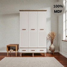Flances Pera 3 Kapaklı Çekmeceli Mdf Gardırop