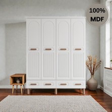 Flances Pera 4 Kapaklı Çekmeceli Mdf Gardırop