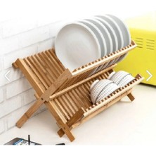 Feyza Design Büyük Boy Bambu 2 Katlı Bulaşıklık, Şık ve Pratik Tasarım