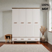 Flances Pera 4 Kapaklı Çekmeceli Mdf Gardırop