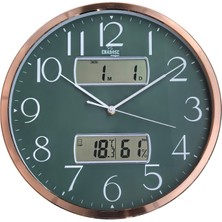 Enarose A523263-2 Zümrüt Yeşili & Hibrit Duvar Saati (37 Cm)