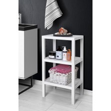 Trend Maison Dekoratif Plastik Çok Amaçlı Banyo Düzenleyici-Saksılık-Kitaplık-Çiçeklik 3 Katlı Beyaz