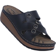 Apella 475-3 Safir Siyah Kadın Düz Terlik