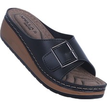 Apella 475-5 Safir Tek Toka Siyah Kadın Düz Terlik