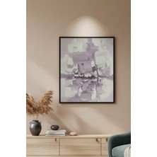Safir Design Modern Fırça Darbesi Etkili Çerçeveli Tablo Soft Renk Geçişli Eflatun Tablo