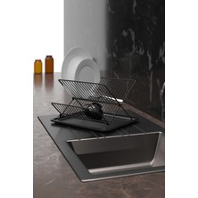 Feyza Design Şık Tek Katlı Siyah Tabaklık Bulaşıklık KB004