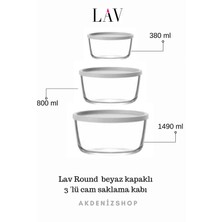 Feyza Design Beyaz Kapaklı 3'lü Saklama Kabı Seti, 1490CC, 800CC, 380CC