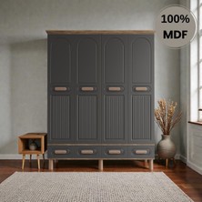 Flances Pera 4 Kapaklı Çekmeceli Mdf Gardırop