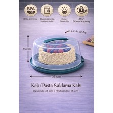 Feyza Design 35 cm Kapaklı Yuvarlak Pasta ve Kek Saklama Kabı, Taşıma ve Koruma