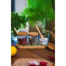 Feyza Design Bambu Baharatlık Seti 3'lü, Stantlı, 190 Cc, Şık ve Pratik Tasarım