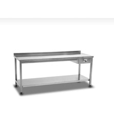 Paslanmaz Çalışma Tezgahı, Alt Tablalı Tek Çekmeceli , Krom,