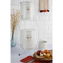 Feyza Design Çift Katlı Sarımsaklık ve Patates Soğanlık Kovası, Beyaz, Büyük Boy