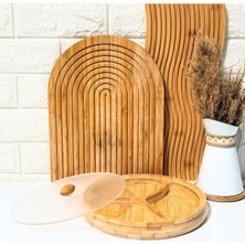 Feyza Design Bambu Yuvarlak Bölmeli Çerezlik ve Kahvaltılık Sunum Tabağı 28X28 cm