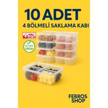 Feyza Design 1lt 4 Bölmeli Derin Dondurucu Saklama Kabı Seti, Mikrodalga Uyumlu