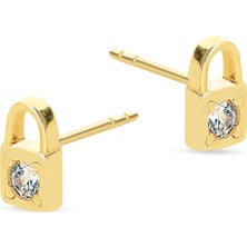 goldkupe 14 Ayar Altın Taşlı Kilit Küpe 1,53 gr