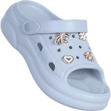 Apella E800-20 Kontes Gri Eva Kadın Taşlı Günlük Terlik