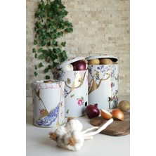 Feyza Design Metal Sebzelik Seti, 3'lü Patates, Soğan ve Sarımsaklık Kova Takımı