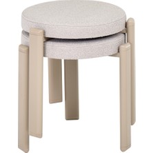 Vilinze Teras Vizon Metal Ayak Teddy Kumaş Istiflenebilir Mutfak-Balkon Taburesi