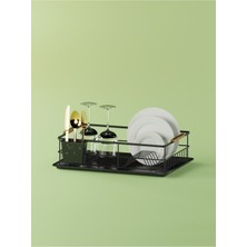 Feyza Design Tezgah Üstü Paslanmaz Bulaşıklık Sepeti ve Kurutmalık Siyah