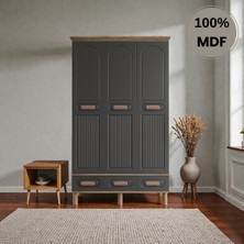 Flances Pera 3 Kapaklı Çekmeceli Mdf Gardırop
