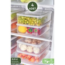 Feyza Design 4 Adet 3,5l Buzdolabı ve Buzluk Saklama Kabı Seti