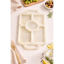 Feyza Design Altın Sedefli Bölmeli Sunum Tabağı – Kahvaltılık, Çerezlik, Meze ve Sosluk