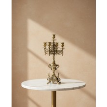 Elips Hediyelik Pirinç 5 Kollu Şamdan 35 cm