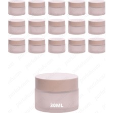 Feyza Design 30ML Buzlu Renk Cam Krem Kavanozu, Beyaz Kapaklı, 15'li Set