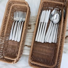Zeynes Home 2'li Plastik Hasır Dikdörtgen Organizer / Sepet